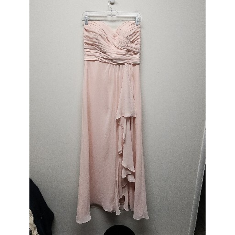 Bill Levkoff Bridesmaid Dress Pink Prom Wedding Chiffon Long Gown Strapless 8